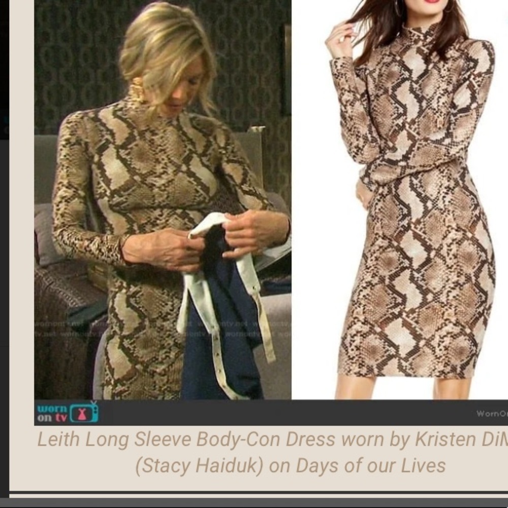 Leith snake print bodycon longsleeve dress S NWT